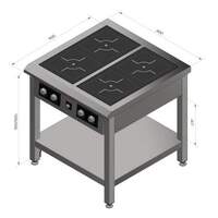 Norqi 04R Cooktop 4 Burner Induction Round